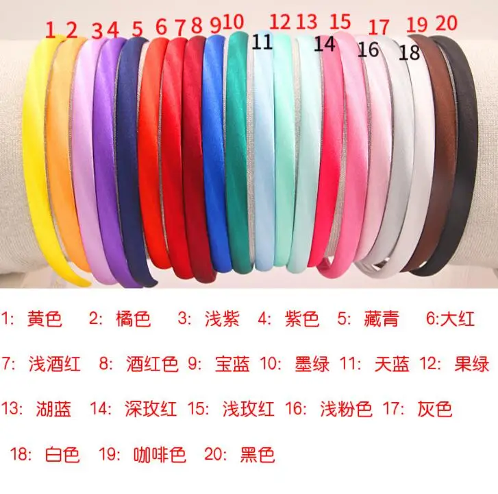 Wiipu 10 mm Baby Girl Satin Headbands Ribbon Covered 36 cm Perimeter ond bag 50pcs/lot