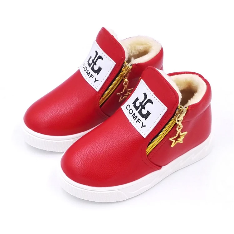 Kids Winter Fashion Child Leather Snow Boots for Girls Boys Warm Martin Boots Shoes Casual Plush Child Baby Toddler Shoes