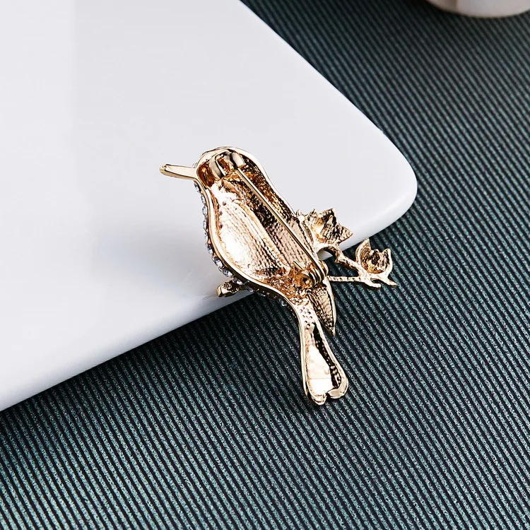 Fancy Women Brooch Bird Brooch Pin Jewelry Design Metal Enamel Crystal Gold Zinc Alloy Children Party Dresses 10 G 12 PCS ABR031