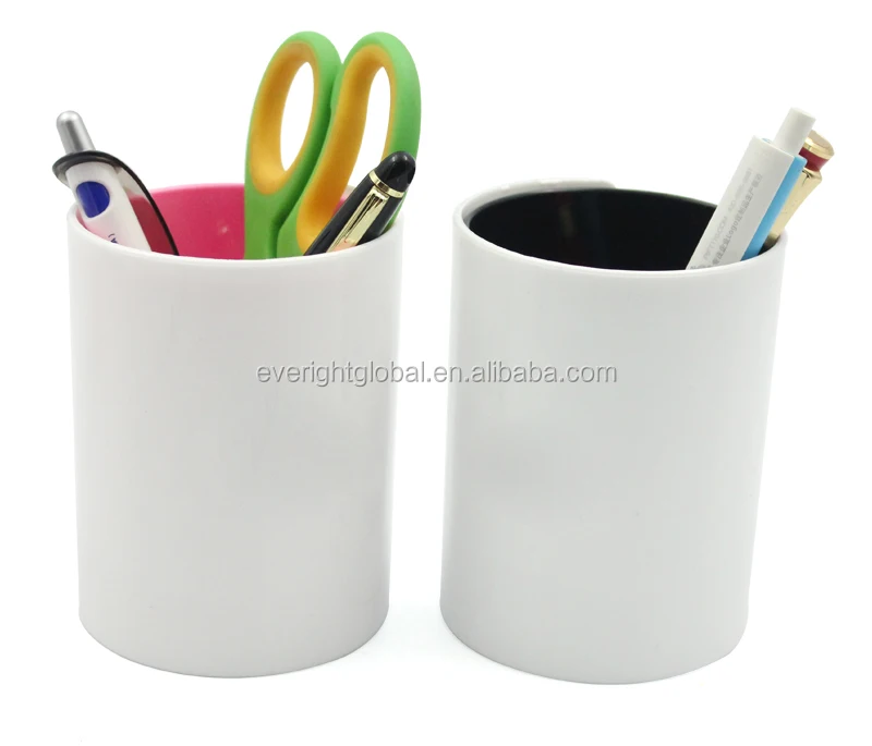 
T0082 Low MOQ High quality Cylinder double wall 2 colors plastic material pen holder / container for promotion event 