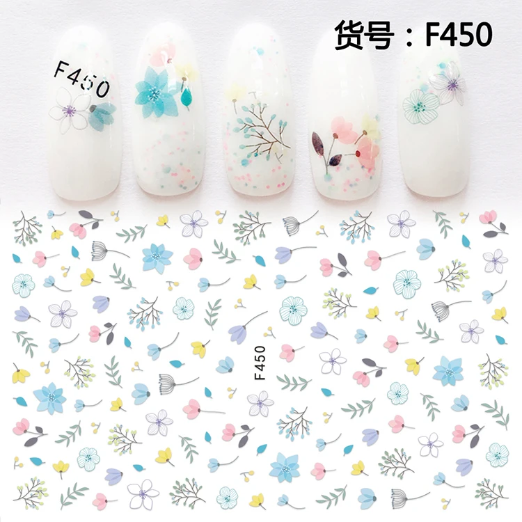 F449-459 Lavender Cartoon horse Nail Art Decals 3D Manicure Applique Nail Stickers for Nail Decoration