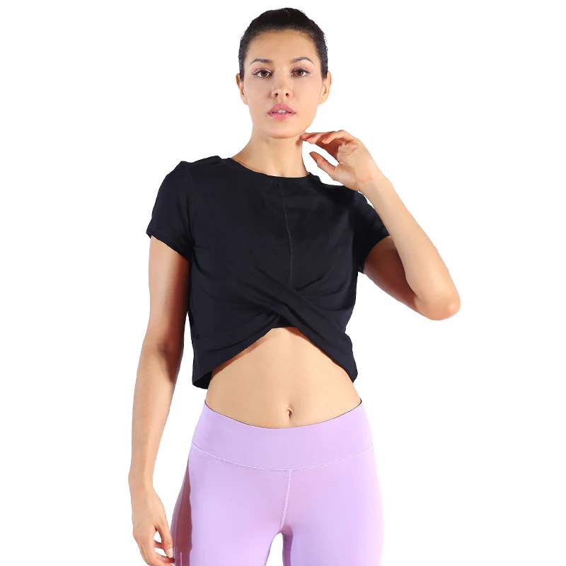 Лидер продаж, женские быстросохнущие футболки с коротким рукавом для бега, йоги