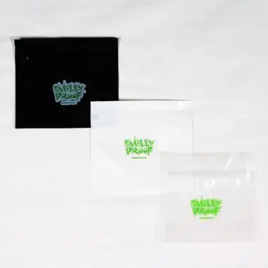 Custom Transparent Resealable Small Black Zip Mylar Bags Smell Proof Bag With Lock