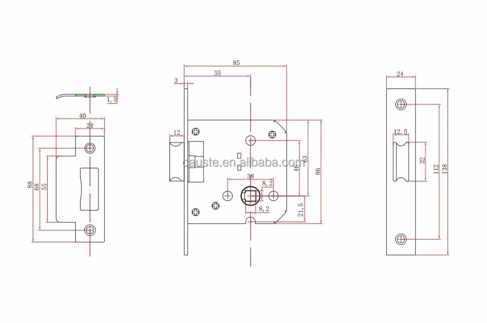 
Security Door 55*72 European Mortise Door Lock body Fire Proof Door Lock 