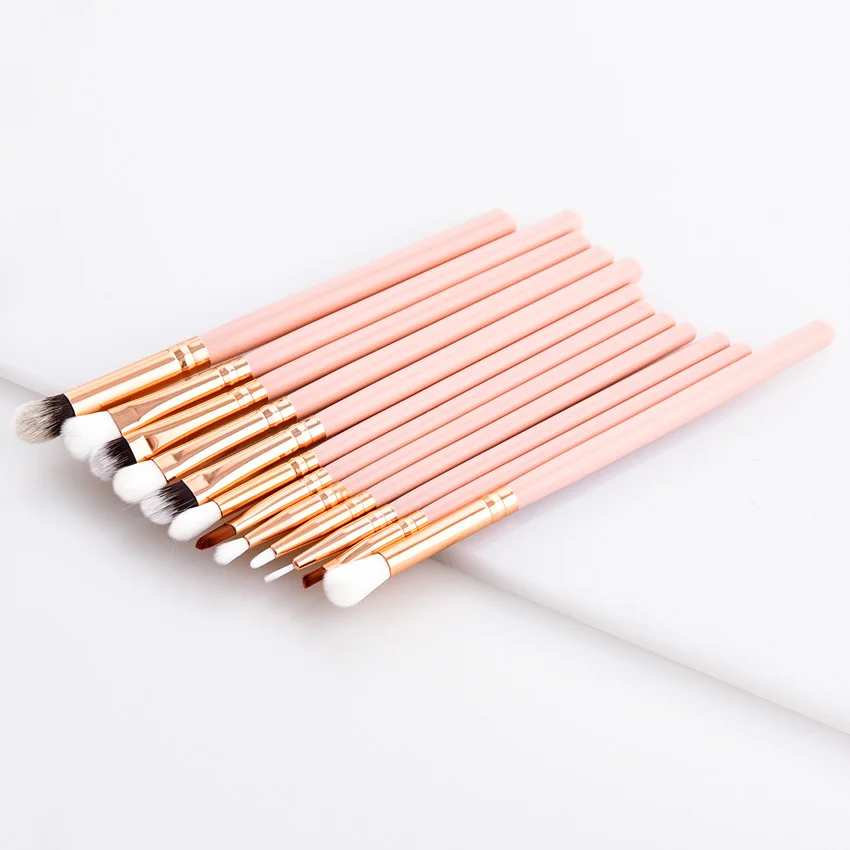 
professional wood pink gold 12 piece eye shadow eye makeup brushes set 