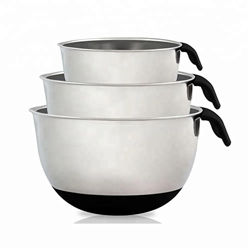 Multifunctional round flour mixing bowls stainless steel salad mixing bowl set with lid and grater for kitchenware