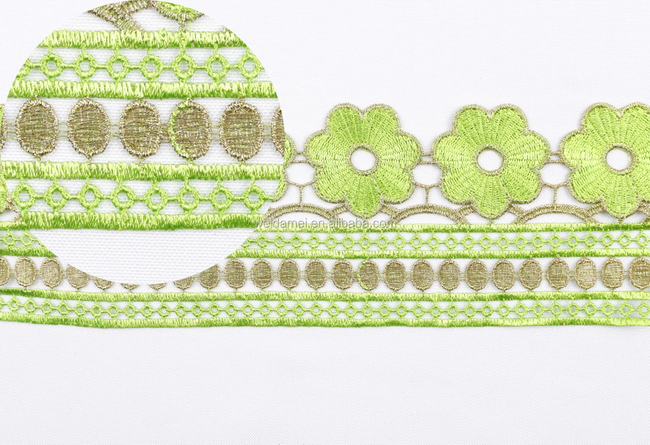 
Elegant High Grade Embroidery Lace Trim Ribbon Border factory cheap lace for Garment Decoration 