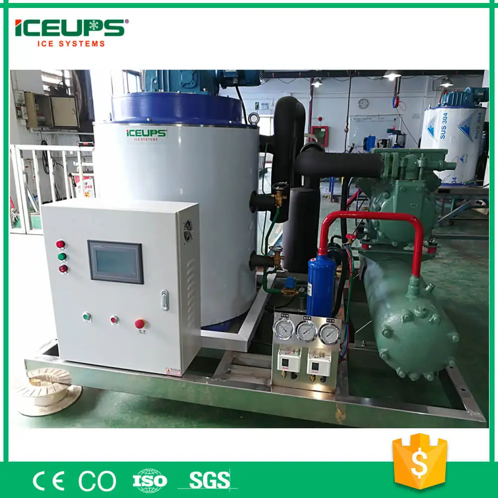
Energy Saving Flake Ice Making Machine, KMS-15T Water Cooling Ice Maker Manufacturing Plant Machinery for Fish Boat 