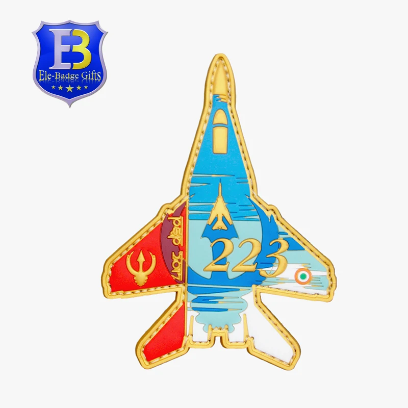 Indian Custom 3d Or 2d Aircraft Motorcycle Biker Pvc Rubber Patch On Sale