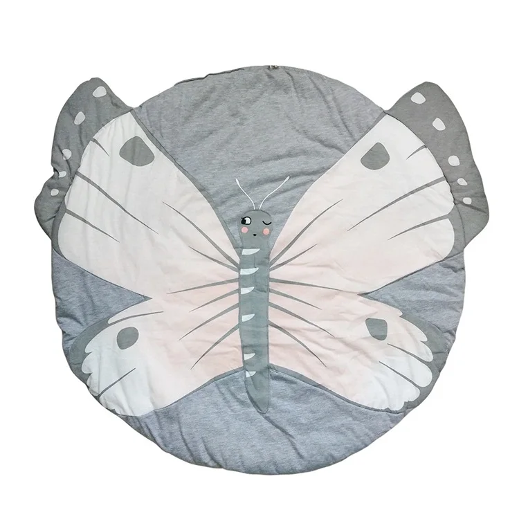 
Round Butterfly Printing Child Crawling Game Cushion Baby Room Decoration Cartoon Monkey Carpet 