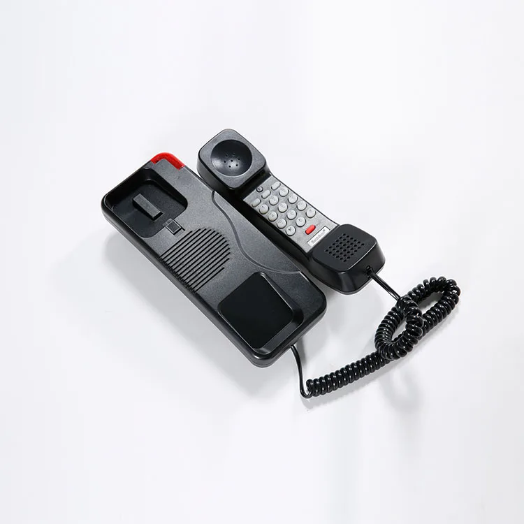 Black color wall-mounted bathroom smart phone for boutique hotel