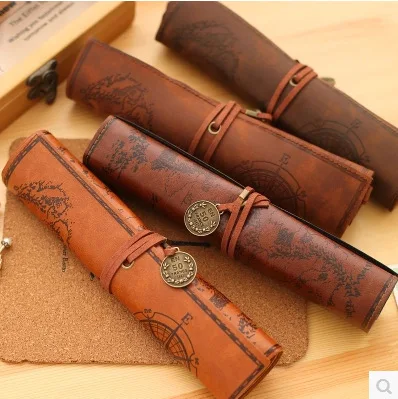 
Antique pirate Tibetan treasure map imitation leather bag high quality pencil case 