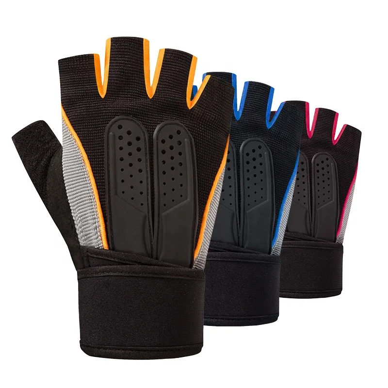 Non Slip Wearable Weightlifting Fitness Wristband Gloves Half Finger Sport Gym Gloves