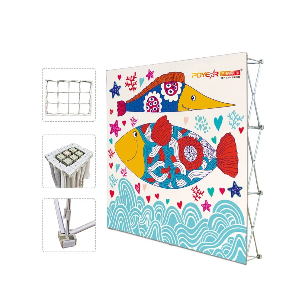 Exhibition Equipment Pop Up Wall Tension Fabric Popup Display Aluminum Advertising Banner