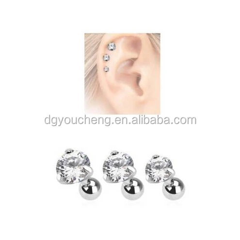 
Surgical Steel Piercing Tragus Stud Heart CZ 