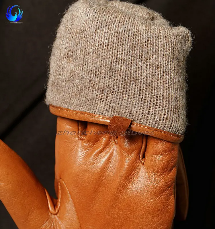 Hot sale ladies winter wool lined sheepskin leather hand gloves manufacturers women leather gloves