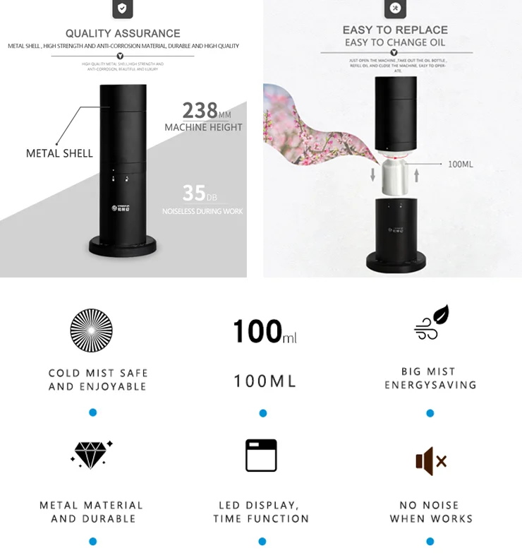 Commercial WIFI App Electric aroma diffuser No Water scent air diffuser with fragrance oil