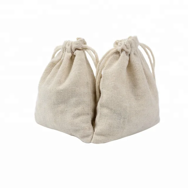 9*12cm Plain Cotton Linen Pouch with Drawstring Rice Tea Sachet Packing Cotton Linen Bags