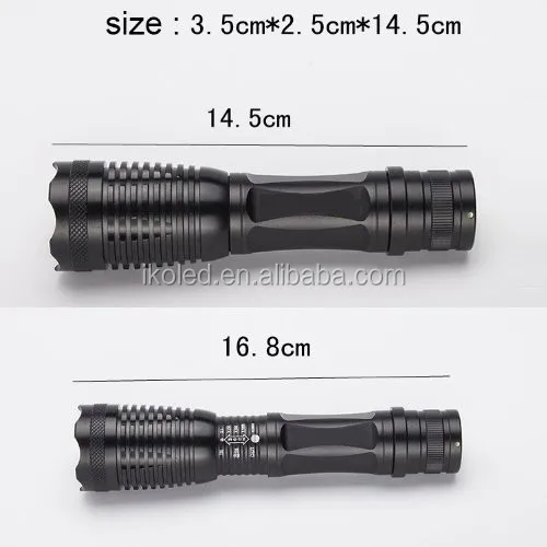 Factory wholesale Zoomable XML T6 Flashlights Zoomable Led flashlight torch light with 18650 Battery Charger set packaging box