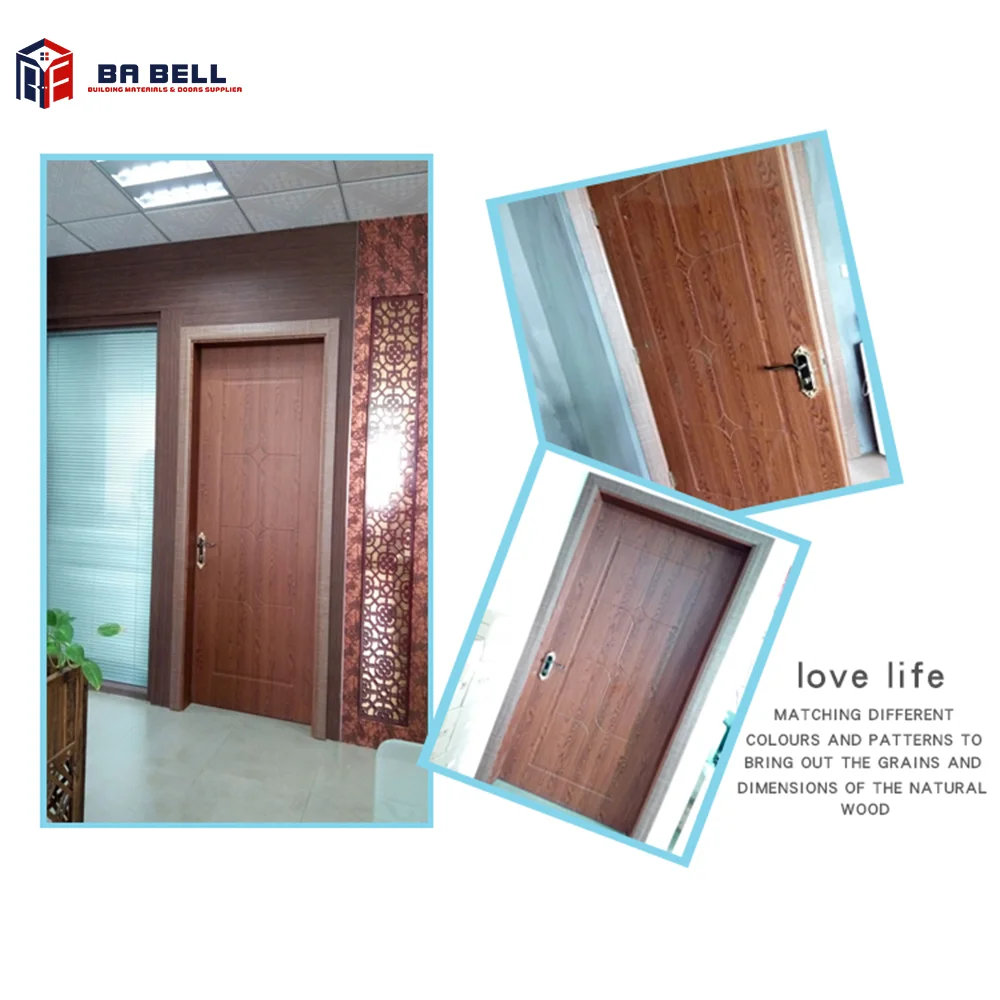 Ecological decorative pant-free MDF interior wooden  embossment Reverse convex door with honeycomb