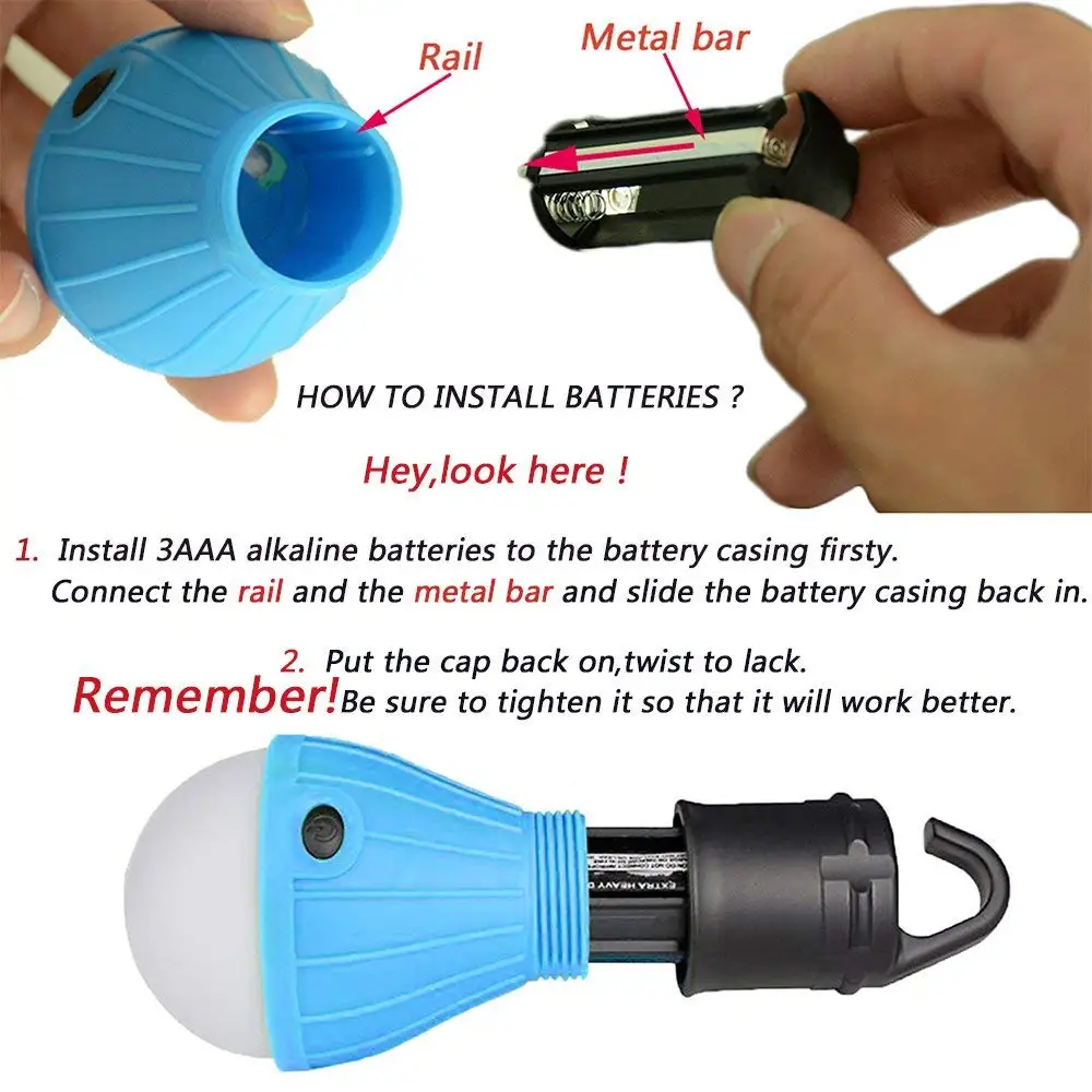 Lowest Price Portable Handy Led Bulb Light Waterproof Shockproof Tent Camping Lantern with Hook Hanging On Your Backpack