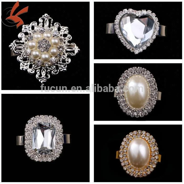 Wholesale Wedding Elegant Rhinestone Pearl Napkin Rings