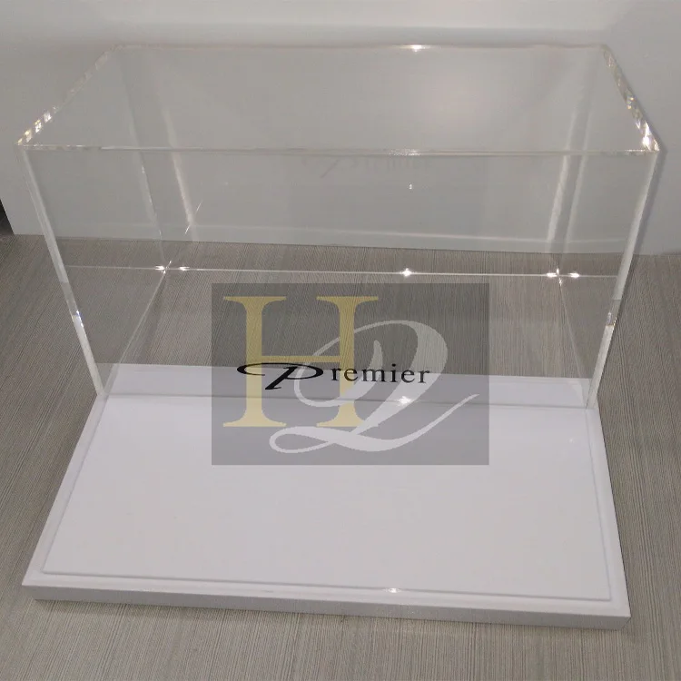 High Quality Plexiglass Acrylic Rectangle Display Gift Box With Bottom Acrylic Base Display Factory