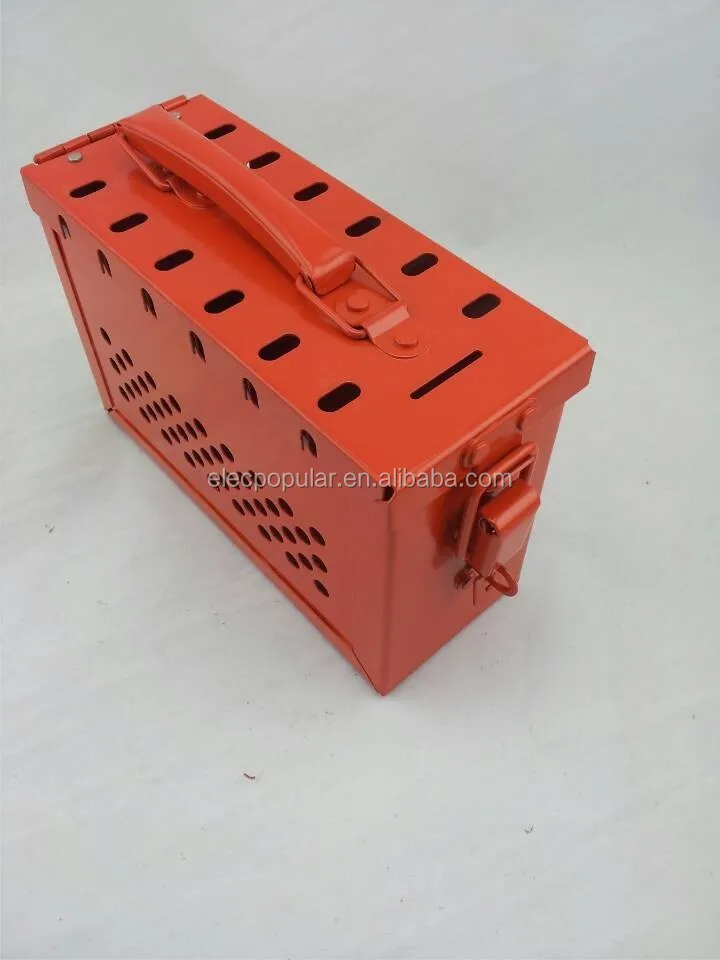 portable 13 padlocks steel red color compact lock out tag out box