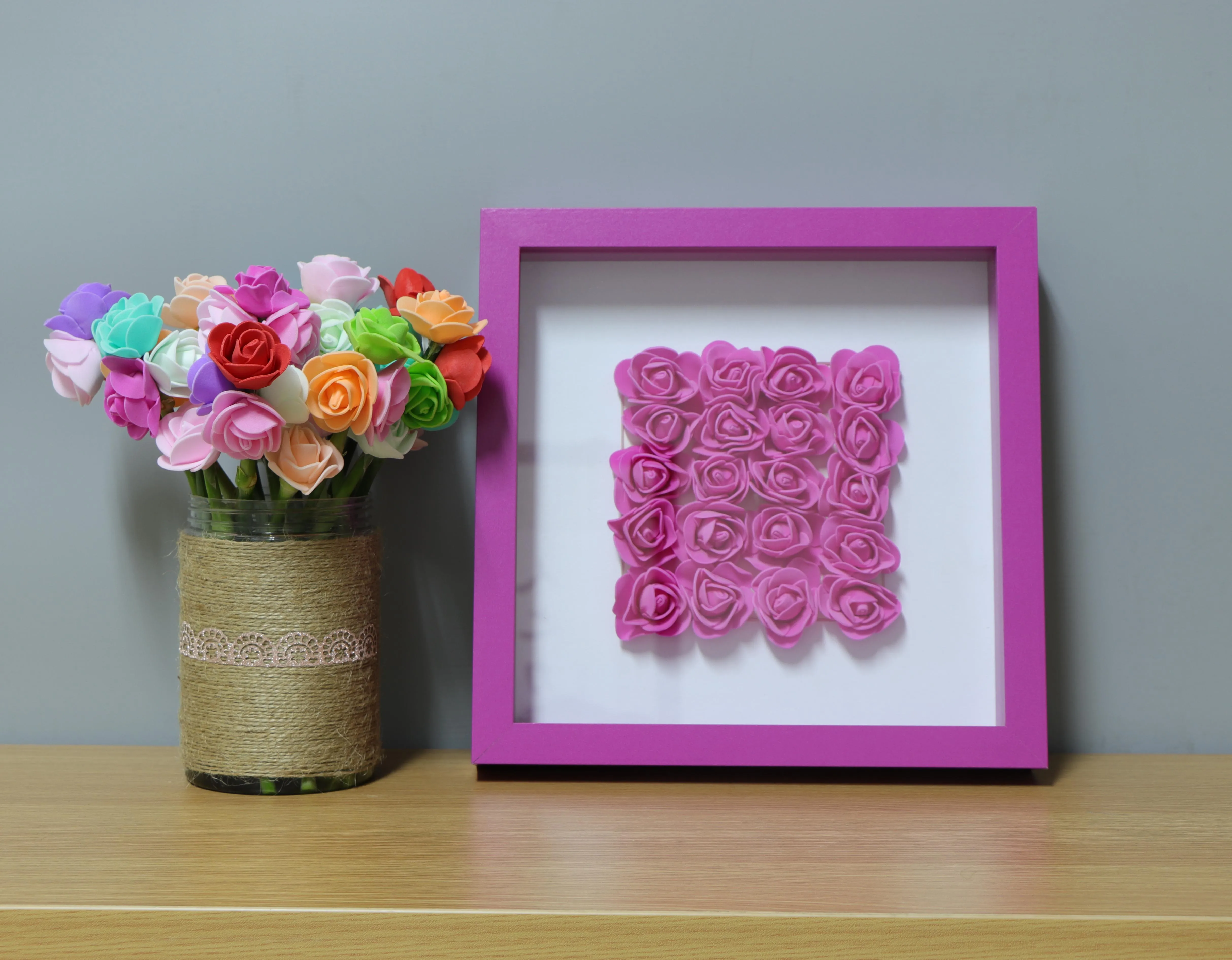 Blue/ Amaranth/White shadow box frame, Flower holer box photo frame, 2.2 Glass!!!