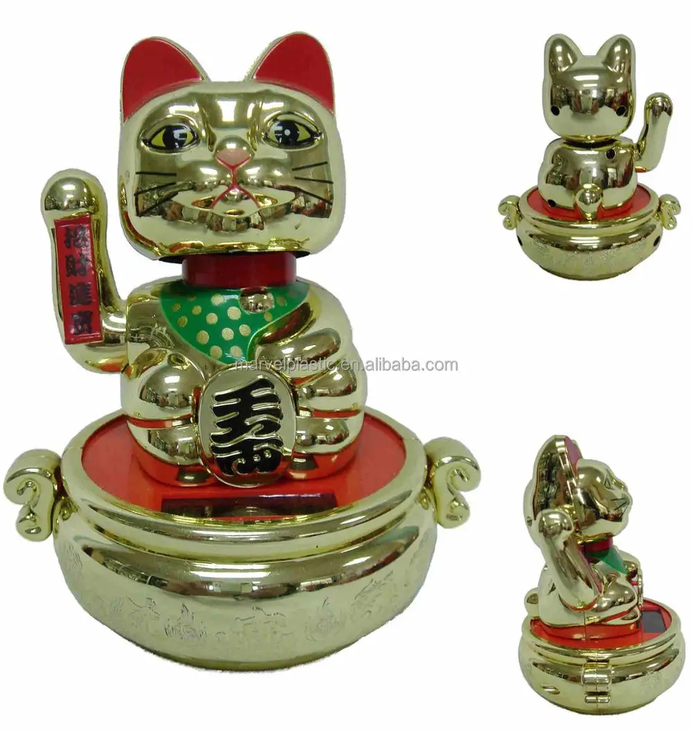 
Flip flat solar toy lucky cat miniature car dashboard decoration 