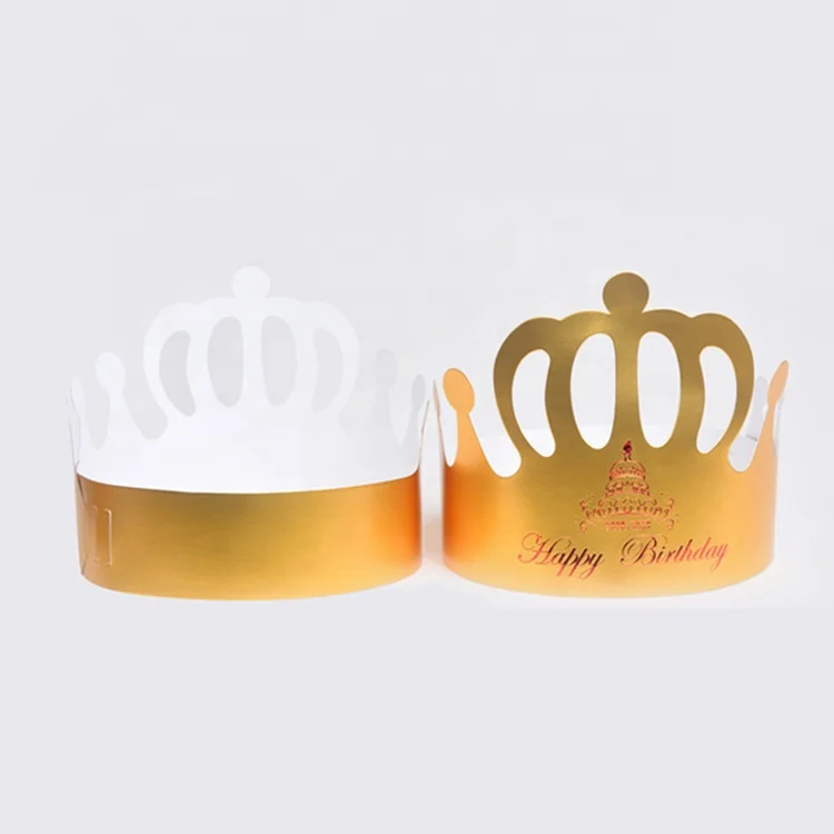 Wholesale children adult cake paper hat manufacturers custom special edition gold card birthday party crown cap