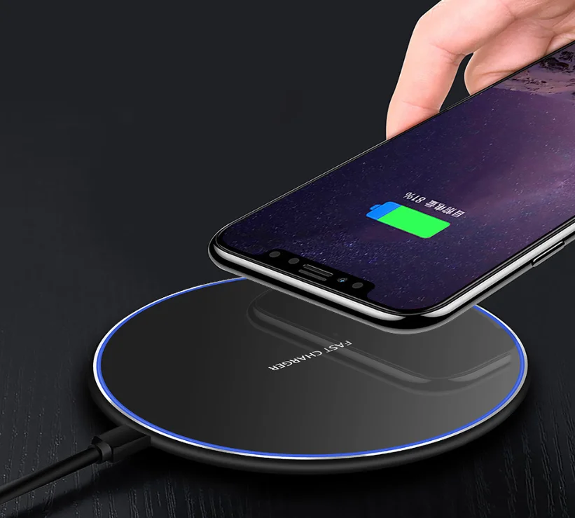 Office desk charging pad Round pad  wireless charging pad QI Fast phone Charger 10W fast  wireless charge phone