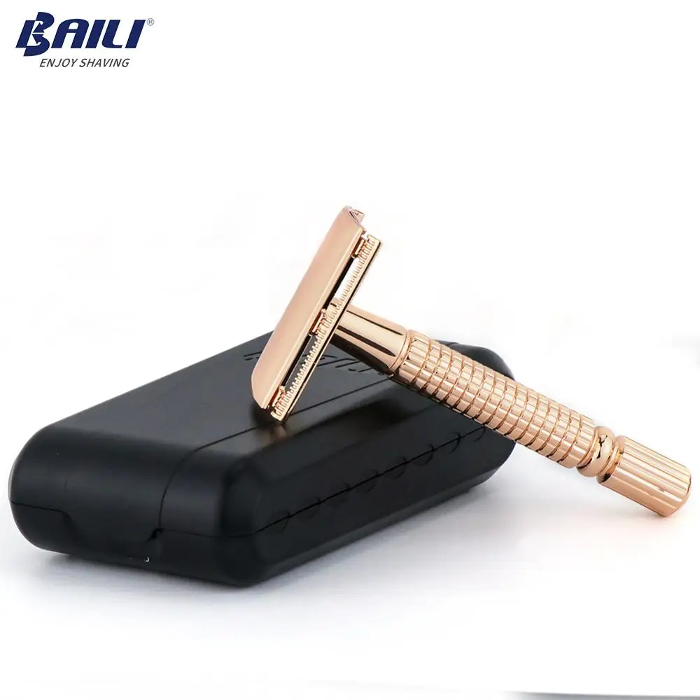 
Baili classic wet shaver double edge safety metal razor travel case body hair shaver for women OEM 