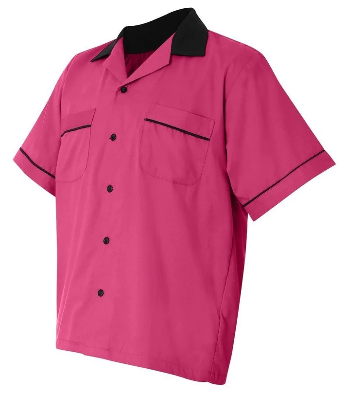 Custom Mens Work Rockabilly Style Cotton Short Sleeve Bowling Shirts
