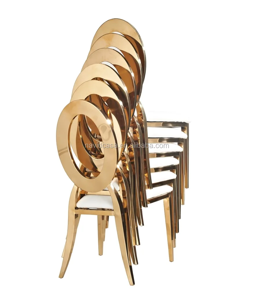B8030 Congling Stackable bulk chairs gold wholesale white chair