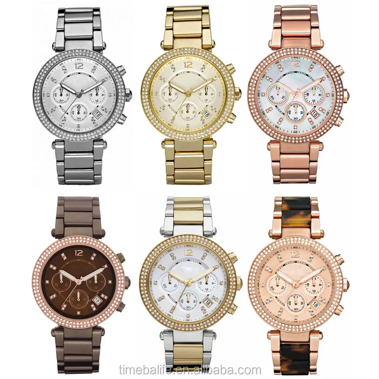 2017 OEM All 22K Gold Chronograph Diamond Bezel Gifts Luxury For Women Wrist Watch