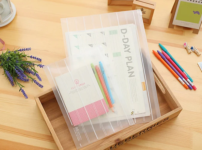 Holders Folders Transparent Pvc Valve Bag Waterproof Zip Envelopes A4/A5 Document File Bag Organizer File