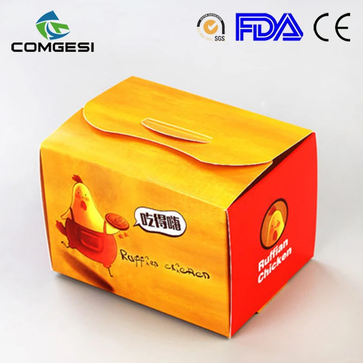 Hot sale custom made paper fast food chips fried chicken box packaging take out food container
