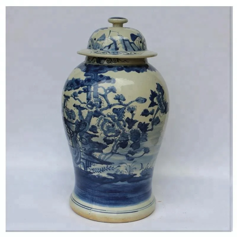 
Blue and white Chinese ceramic general jar, porcelain decorate flower vase with antique finished from Jingdezhen 