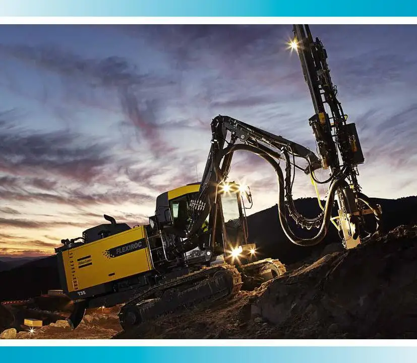 High quality atlas copco blast hole hydraulic drill rig FlexiROC T35 and T40 for limestone quarries and construction