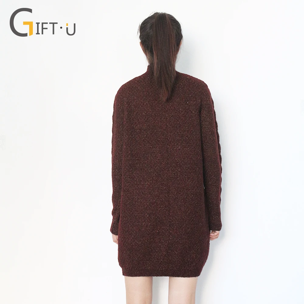 
Giftu 86084# Oversized Women Loose Knit Sweaters Pullover With Pocket 