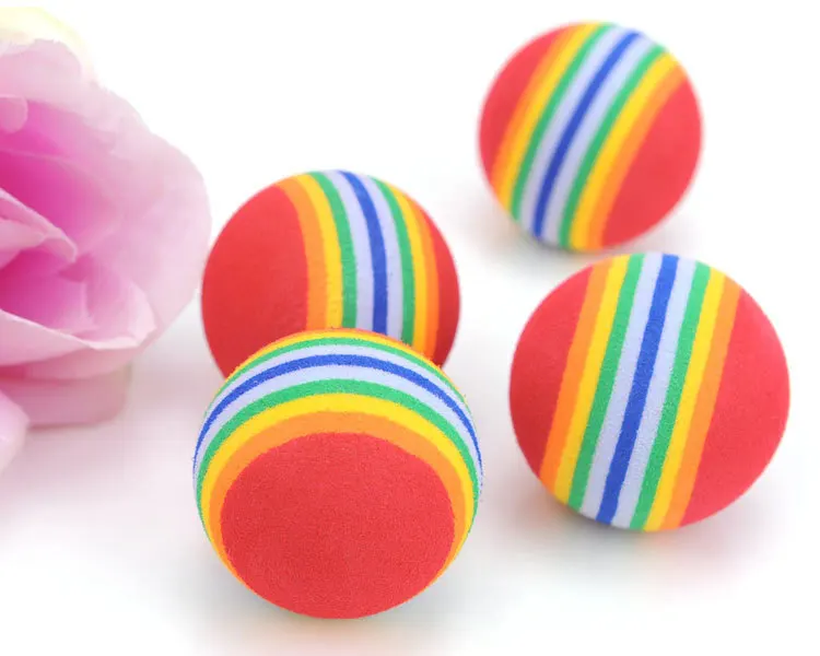 Cat EVA toy cotton ball rainbow color dog molars colorful toys pet toy ball