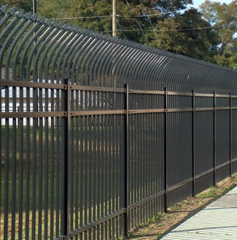 powder coated spear top metal picket fence steel tubular bar railing fencing design