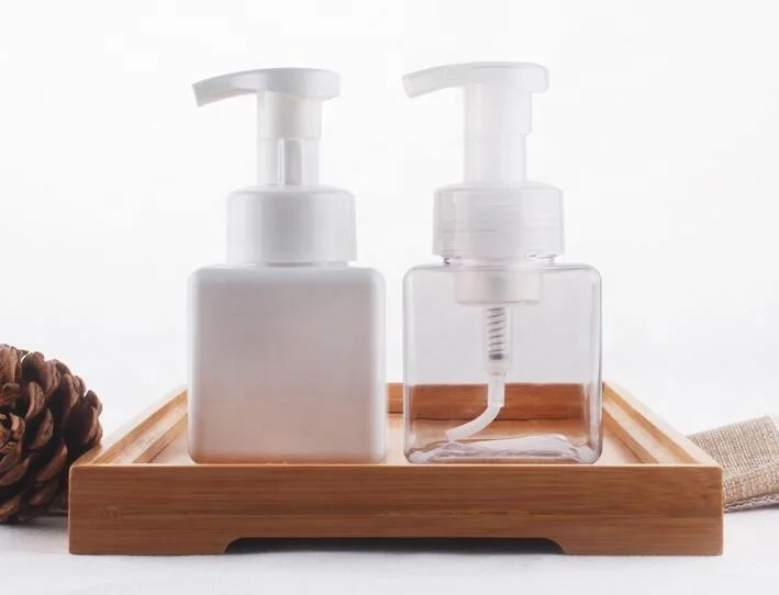 250ml square PETG  shamoo bottle with plastic foam pump