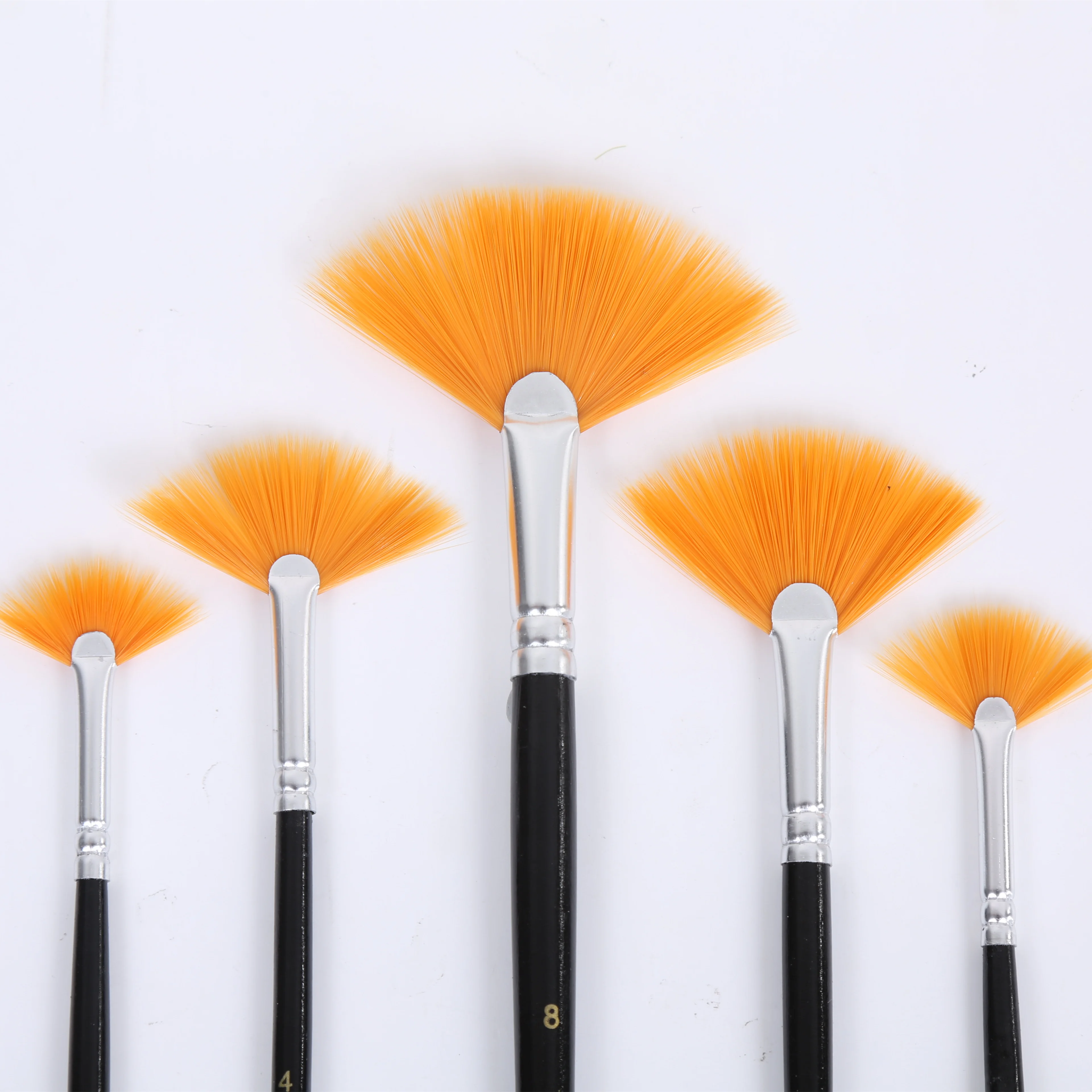 BOMEIJIA 6pcs A0138 Professional Art Supplies Black Bar Fan Design Artist Paint Brushes Pens Sets