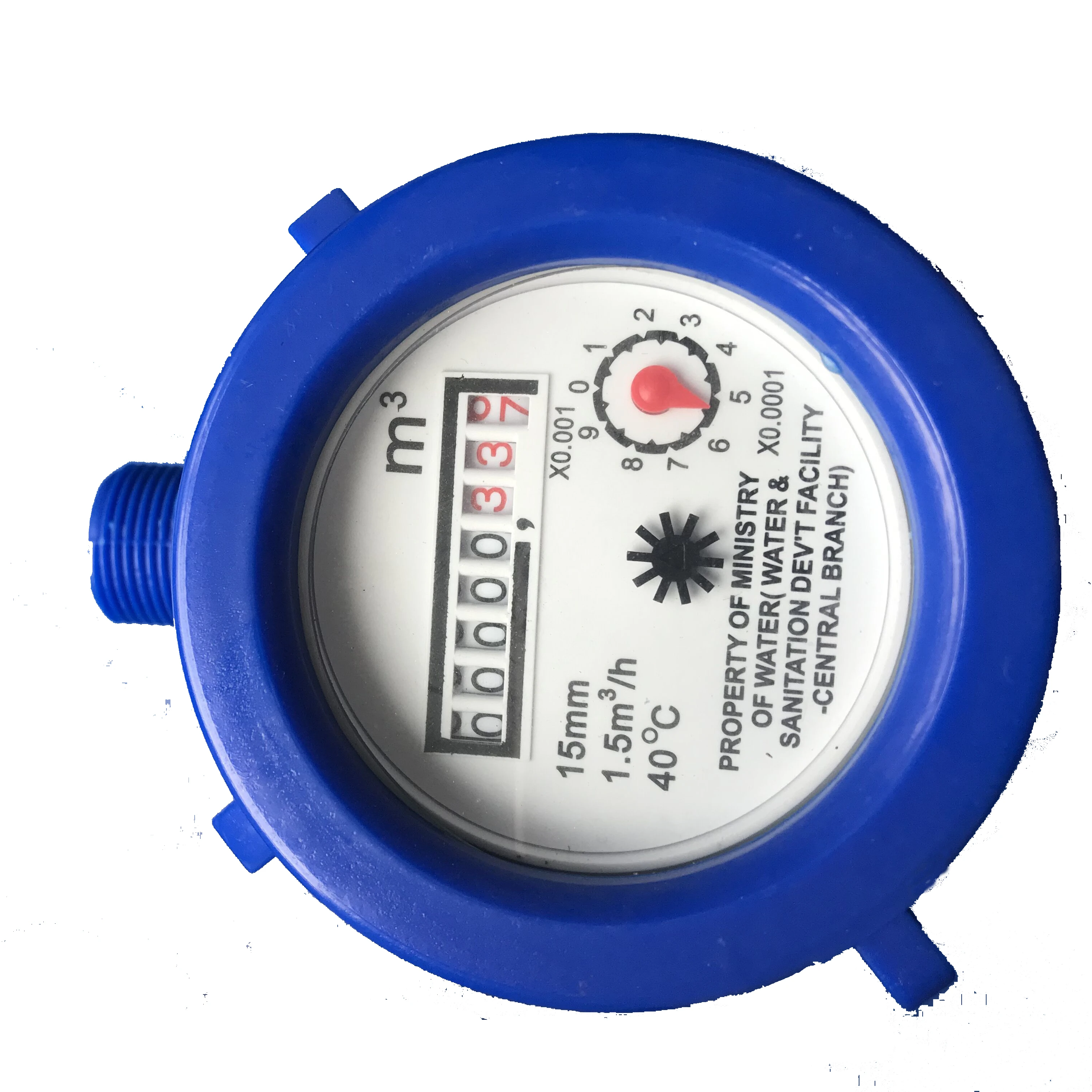 Single-jet vane wheel dry type water meter with rotary register(5digit+3decimal)