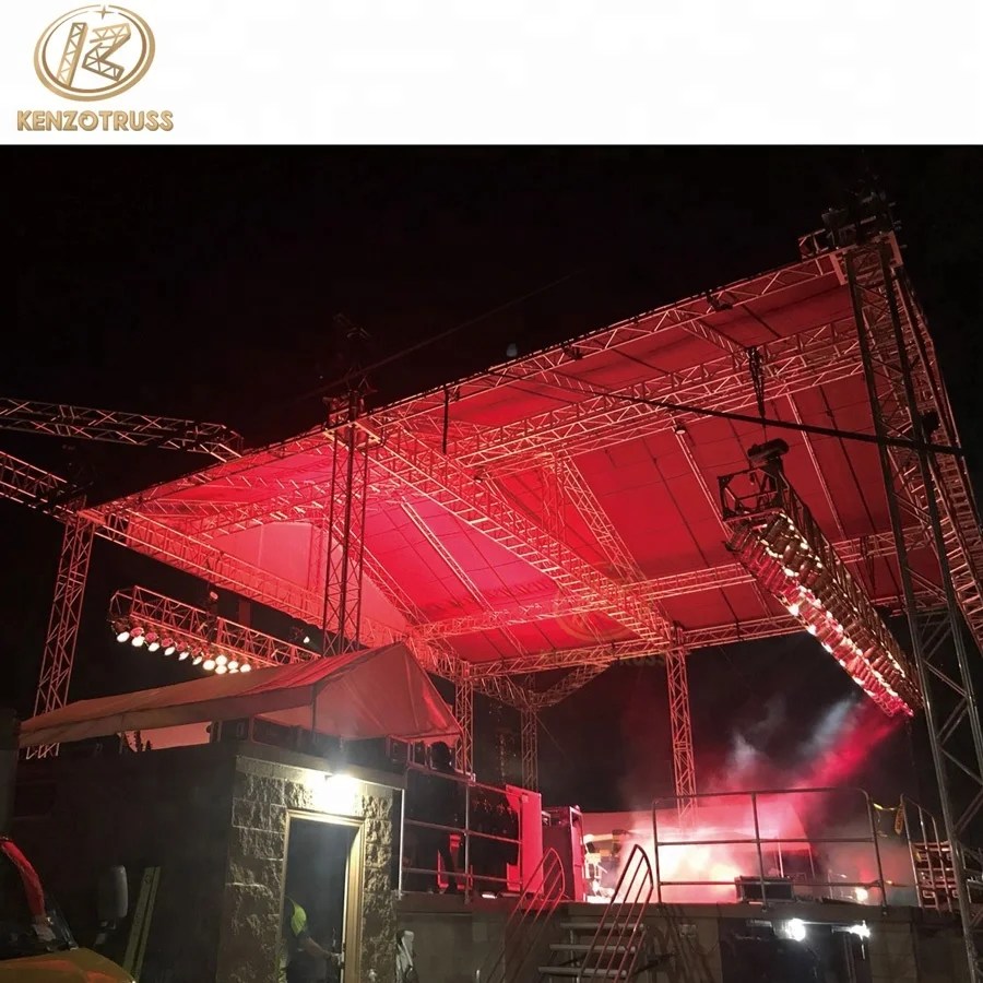 Portable non-rust aluminum outdoor stage roof truss construction for concert