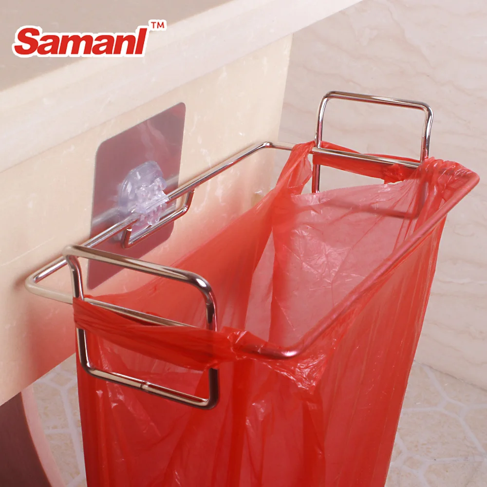 Wall mounted metal plastic garbage bag holder simple style trash bag holder