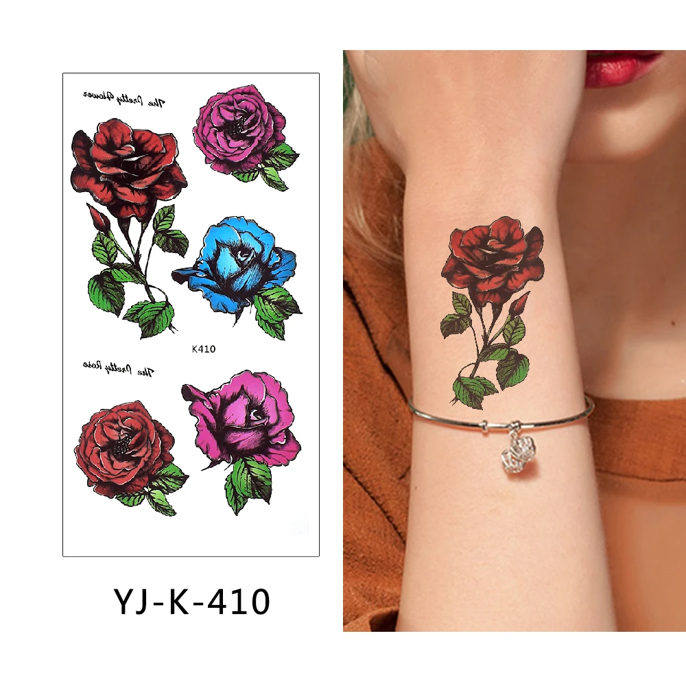 
YJ-K New Design Tatoo Sticker Hot Selling Rose Temporary Body Tattoo Sticker 