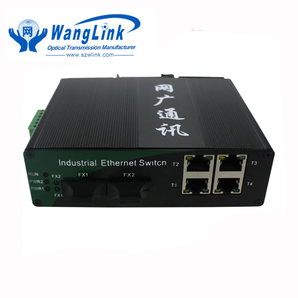 Wanglink 100 м 2 оптических порта + 4 Ethernet многооконный режим двойного волокна промышленного класса коммутаторы